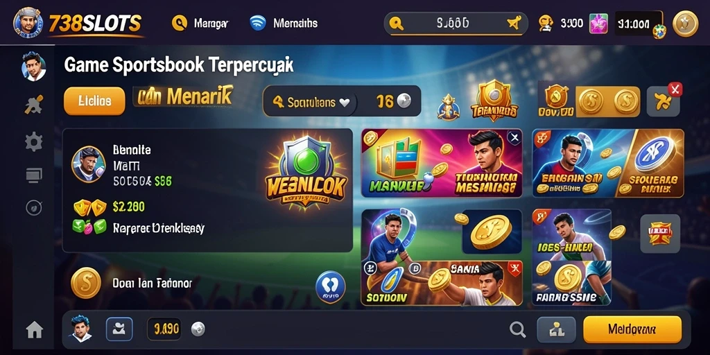 Screenshot game 738SLOTS menampilkan momen seru taruhan olahraga.