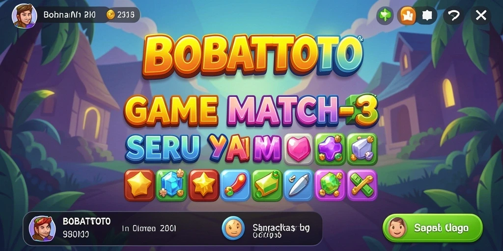 Tampilan gameplay BOBATOTO yang penuh warna dan menarik pada momen pencocokan objek.