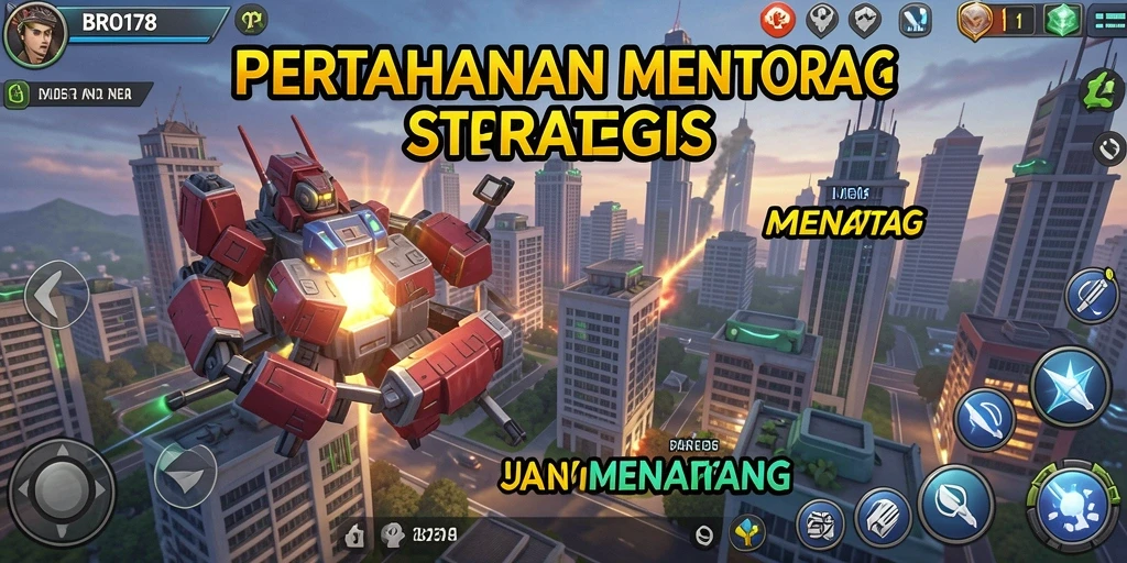 Tangkapan layar menampilkan aksi menara pertahanan dalam BRO178.