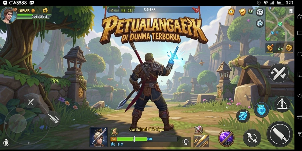 Tangkapan layar utama CW8888 menampilkan aksi petualangan yang seru dan mendebarkan.