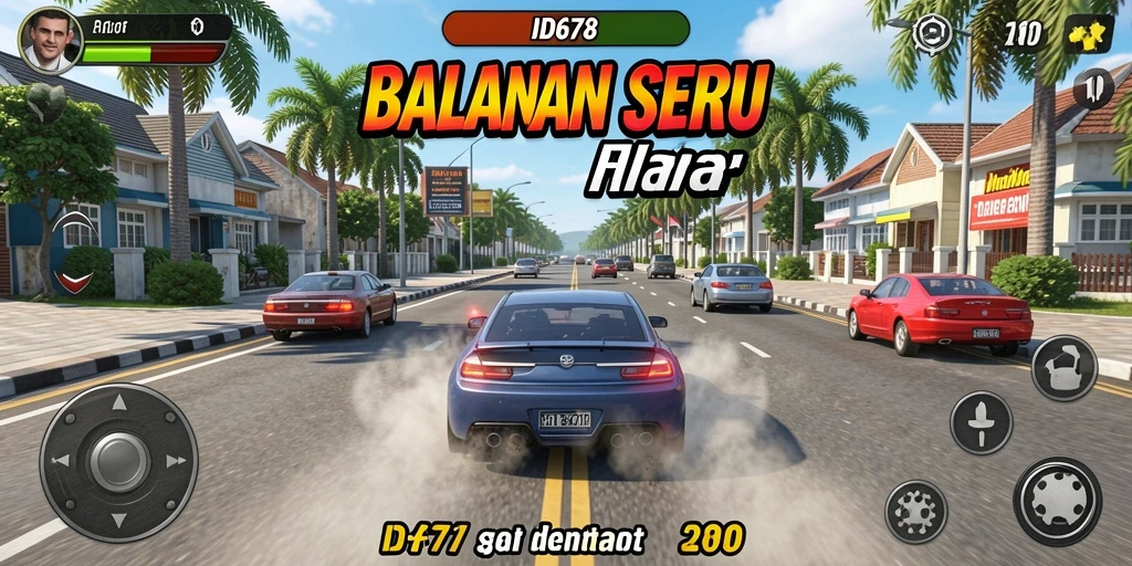 Tampilan gameplay ID678 dengan mobil balap di lintasan.