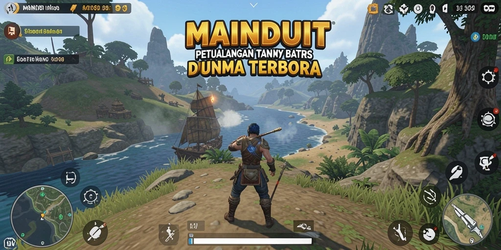 Tangkapan layar gameplay <strong>MAINDUIT</strong> menunjukkan kebebasan menjelajahi alam yang indah.
