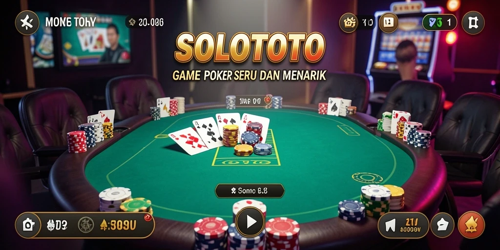 Tampilan gameplay SOLOTOTO yang mendebarkan dengan pemain bersaing di meja Poker.