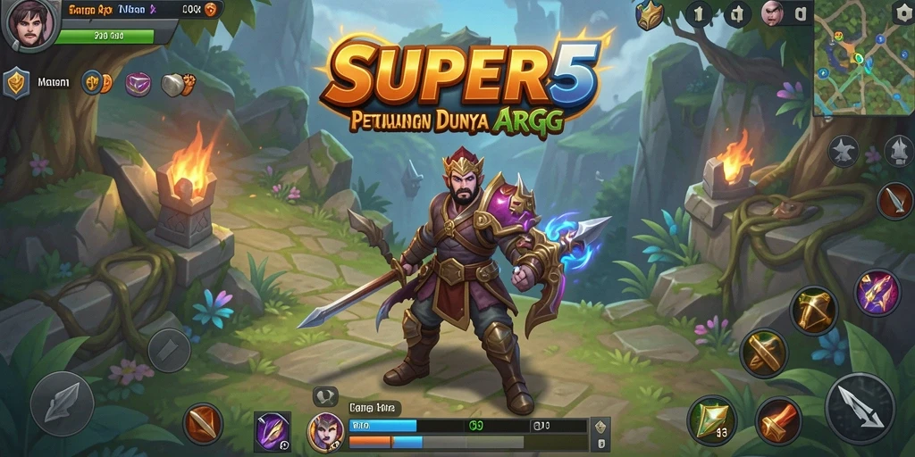 Screenshot gameplay menunjukkan aksi seru di SUPER5.